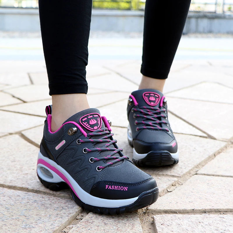 TrendLux Women's PU-EVA Breathable Platform Lace-Up Walking Sneakers