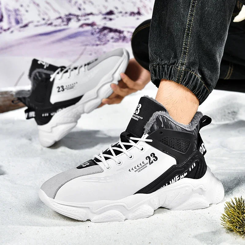 Men's Waterproof Winter Plush Sneaker Boots – Non-Slip Warm Snow Shoes