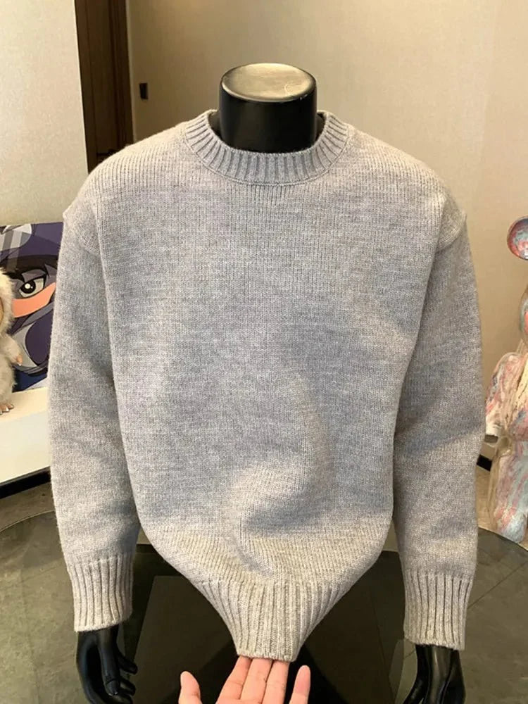 Men's cashmere-blend round neck pullover sweater by TrendLux Wear in five colors, featuring a cozy autumn winter knit.