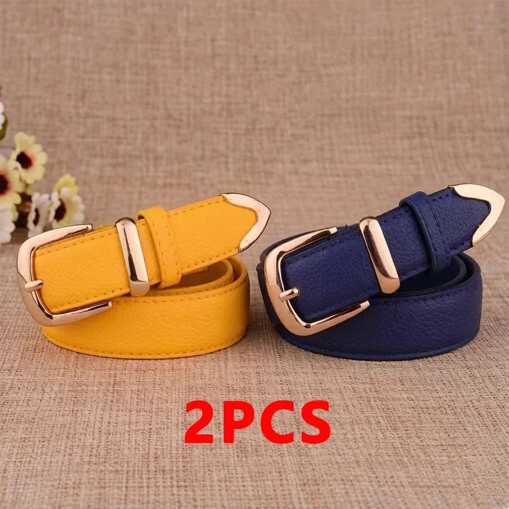 Women's vintage style PU leather trouser belt with pin buckle from TrendLux Wear, featuring a classic and versatile design.