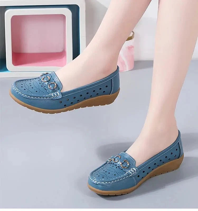 Women's breathable hollow wedge loafer pumps by TrendLux Wear, featuring stylish design and comfortable slip-on shoes.
