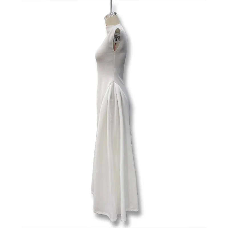 Women’s sleeveless polyester A-line prom dress by The Glow Sanctuary, solid color, perfect for party and special occasions.