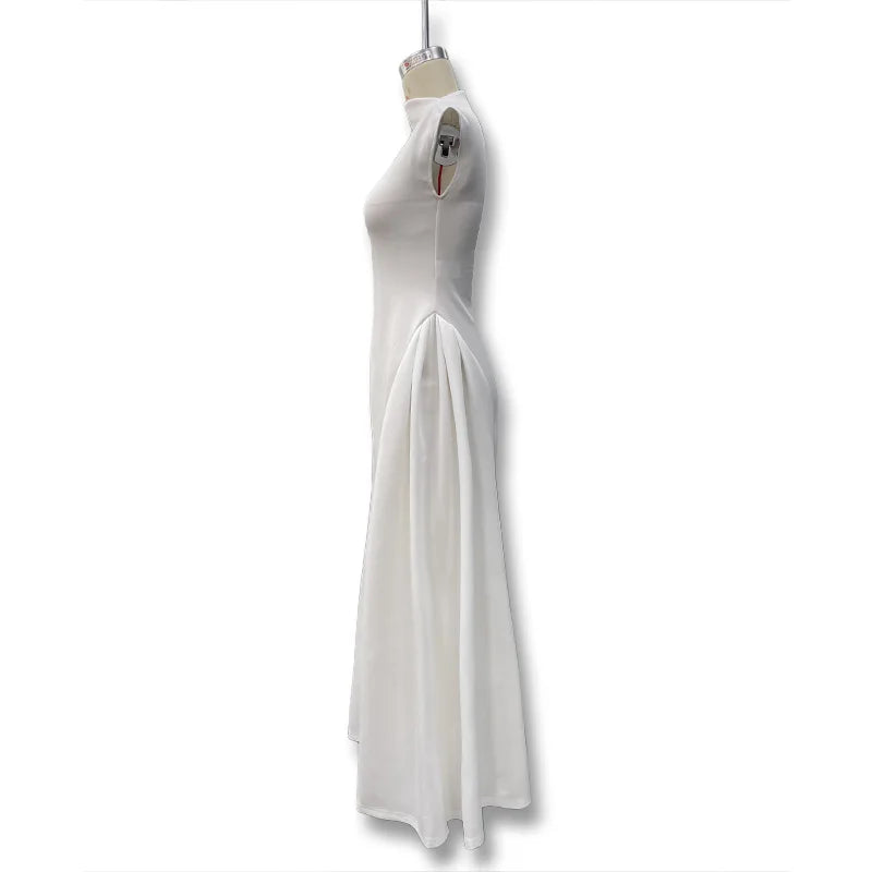 TrenLux Wear Women's Polyester Sleeveless Solid A-Line Prom & Party Dress