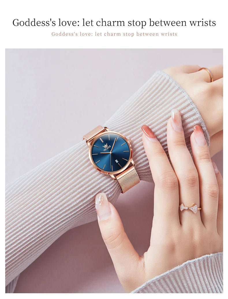 TrenLux Wear OLEVS Women's Rose Gold Luxury Stainless Steel Bracelet Quartz Gift Set TrenLux Wear