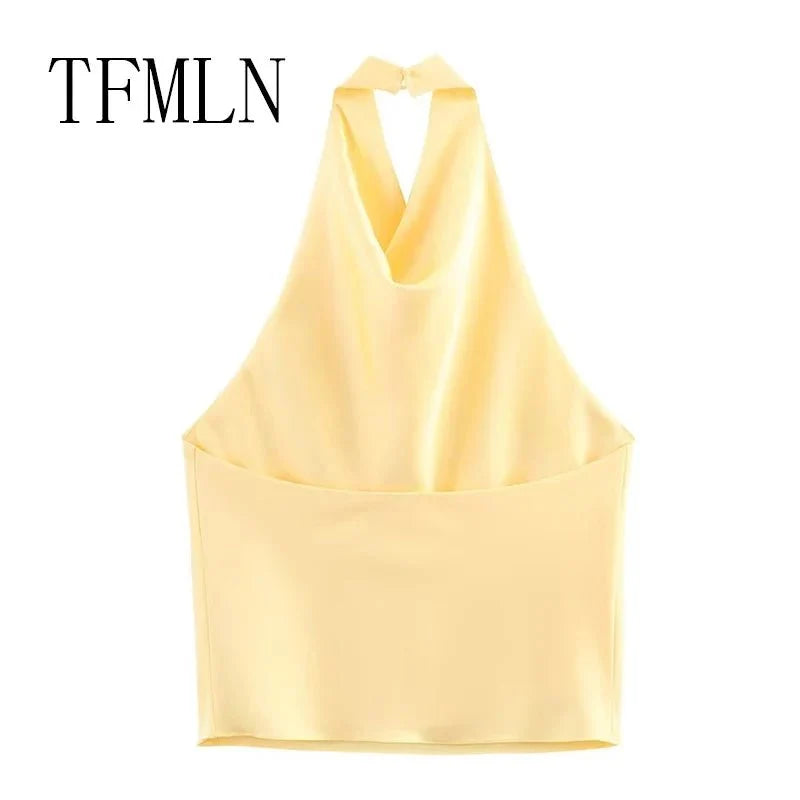 TrenLux Wear TFMLN 2025 women’s sexy halter top, backless high street waistcoat, solid elegant spring summer fashion.