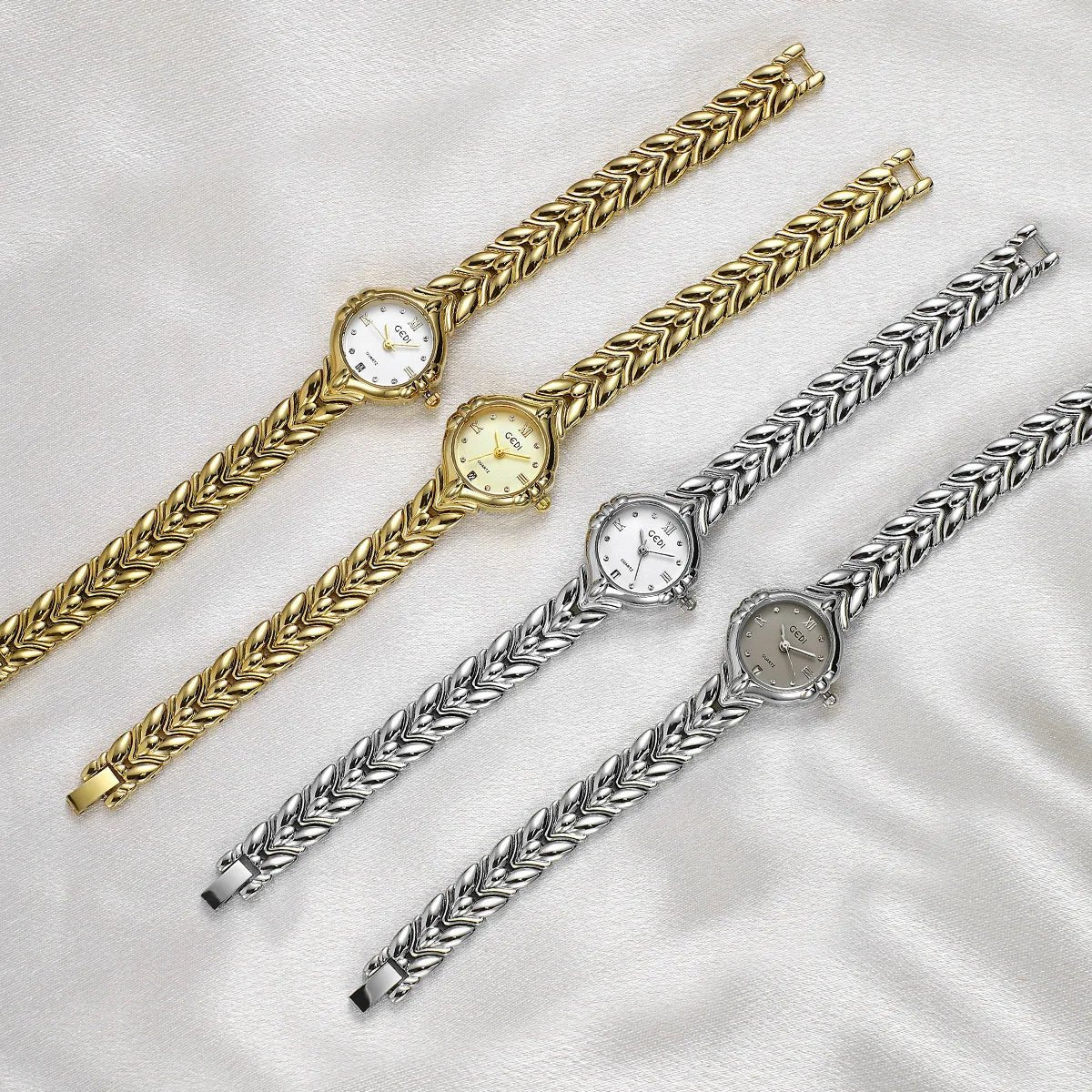Elegant women's oval alloy bracelet with adjustable clasp, stylish accessory from TrendLux Wear.