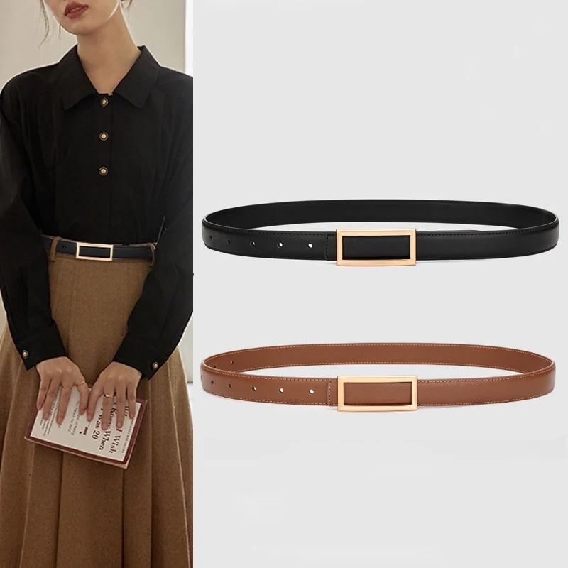 Women's Genuine Leather Belt — Metal Buckle Strap for Jeans & Dresses TrenLux Wear