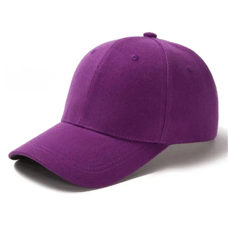 Unisex plain baseball cap by TrendLux Wear, adjustable structured hat available in 24 colors, shown in a neutral style.