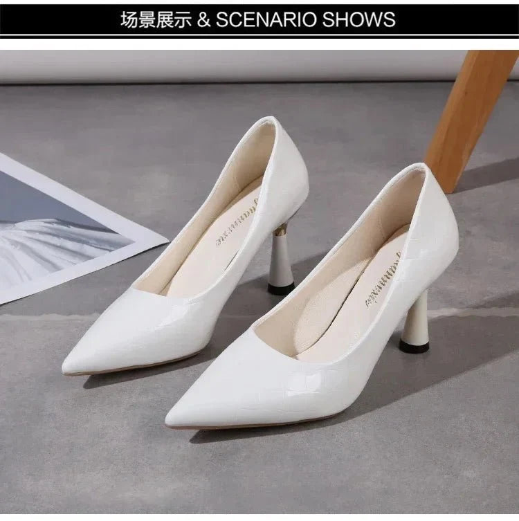 Women's Pointed Toe Stiletto Pumps | Slip-On High Heels for Office & Dress | Black Red White - TrendLux Wear