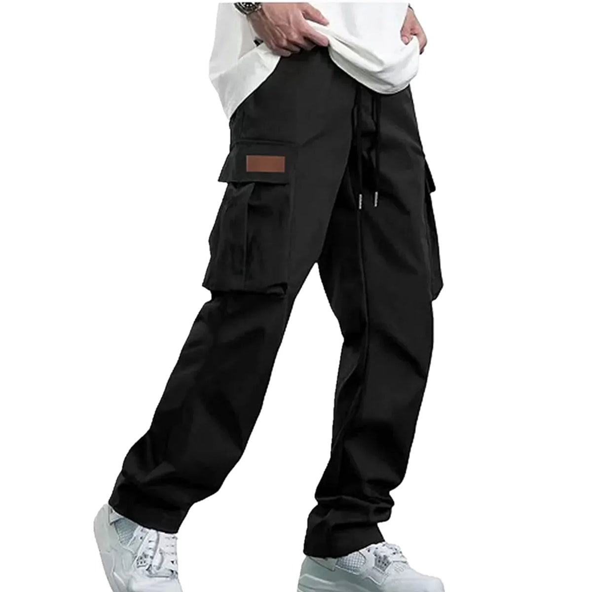 Men's loose straight cargo pants by TrendLux Wear with multiple pockets, shown in a durable workwear style.