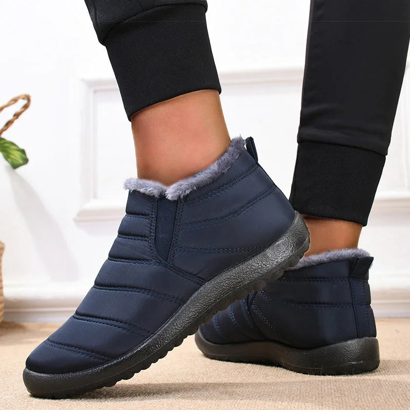 Men's Slip-On Fur Snow Ankle Boots – Warm Winter Plush Footwear