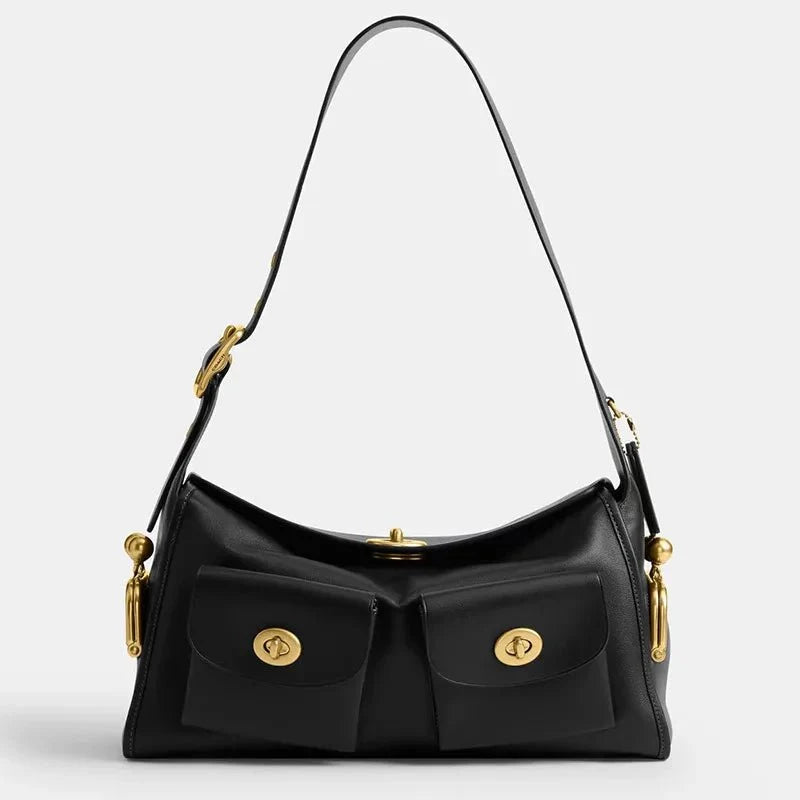 Women’s vintage pure leather handbag by TrendLux Wear, large capacity hand-held bag with classic design and spacious interior.