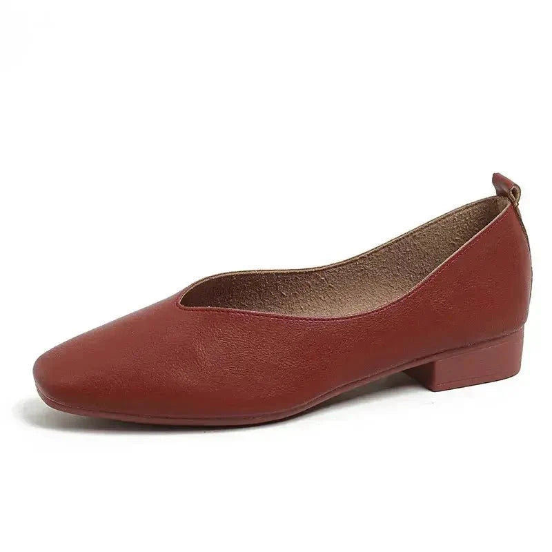 Women's round-toe leather loafer flats by TrendLux Wear, featuring a sleek design and comfortable fit.