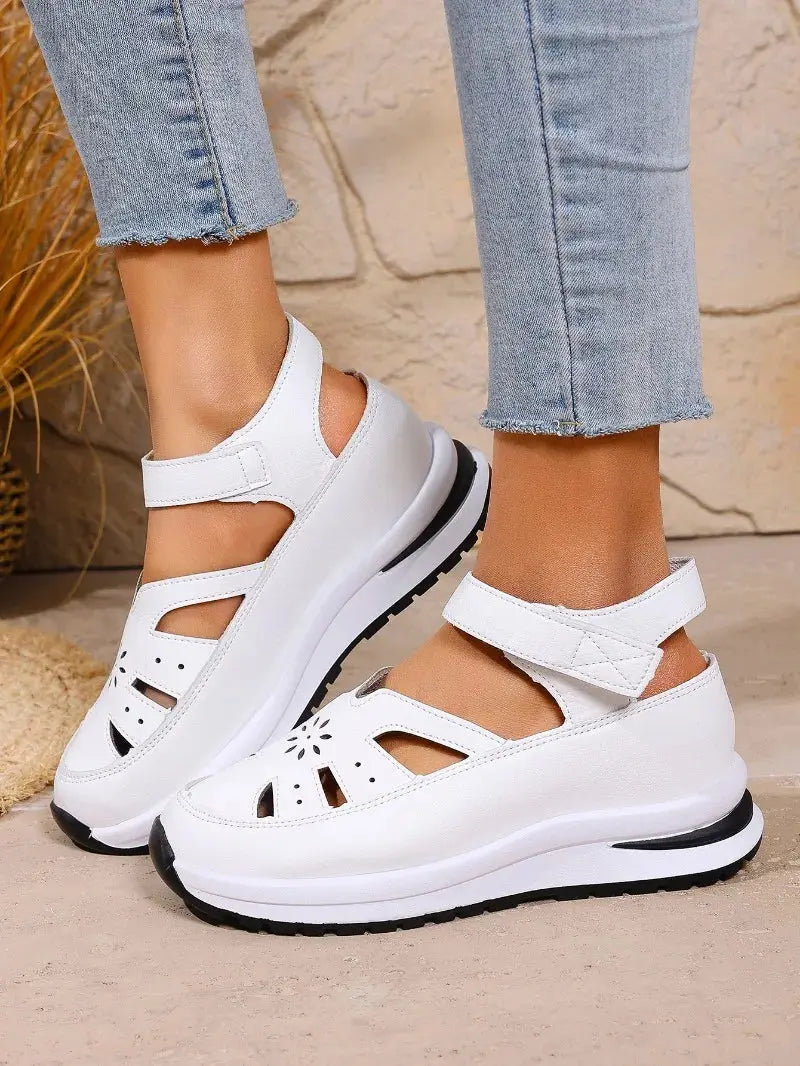 TrenLux Wear Women's PU Buckle Strap Closed Toe Wedge Office & Career Sandals TrenLux Wear