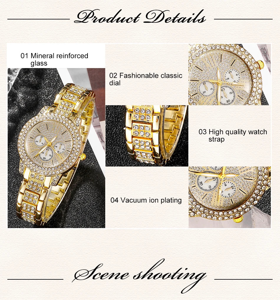 TrenLux Wear Women's Rhinestone Quartz Watch & Jewellery Set. TrenLux Wear