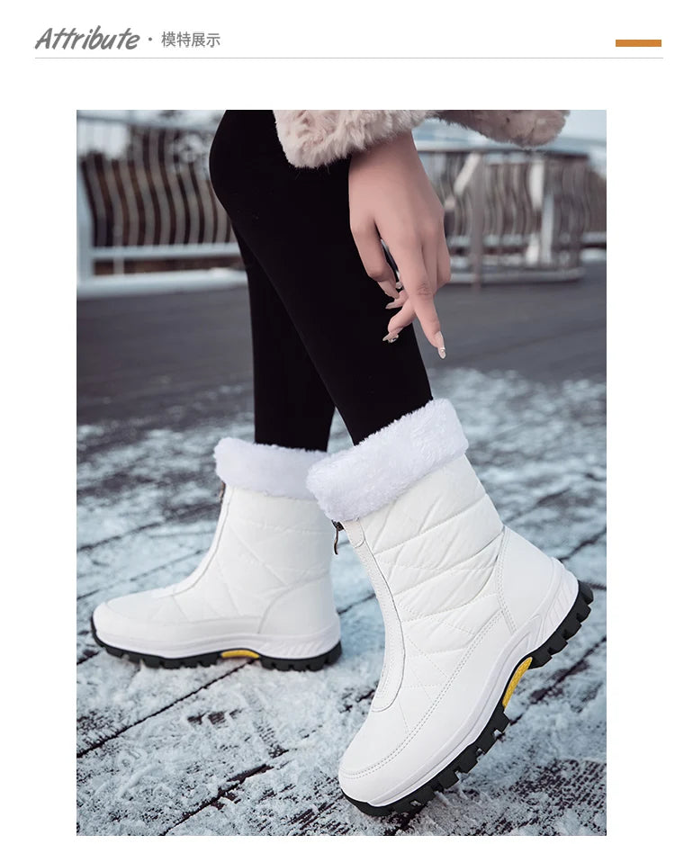 Women’s Fleece-Lined Winter Snow Boots – Non-Slip Warm High-Top Walking Boots