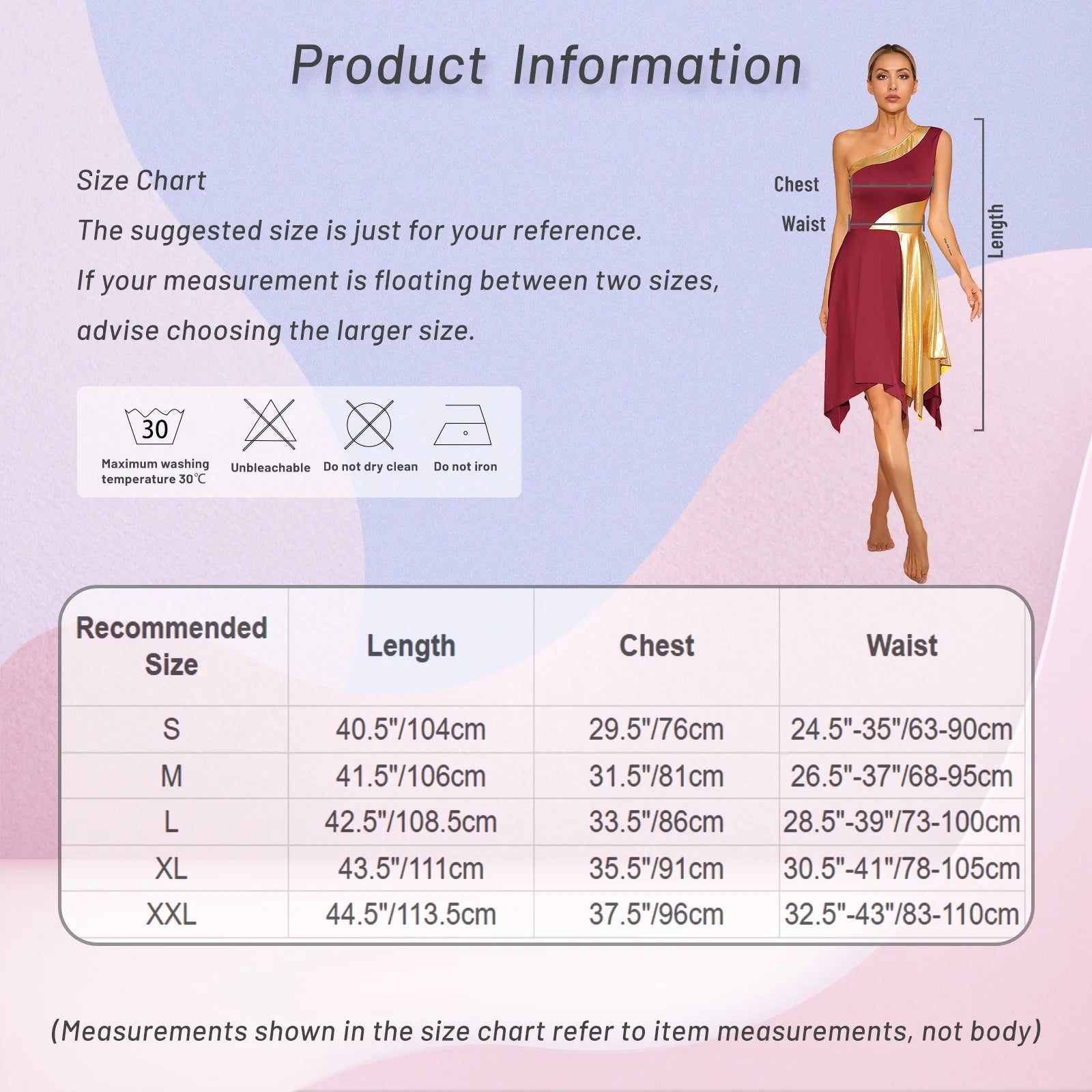 TrendLux Women's Polyester-Spandex One-Shoulder Metallic Lyrical Dance Worship Dress