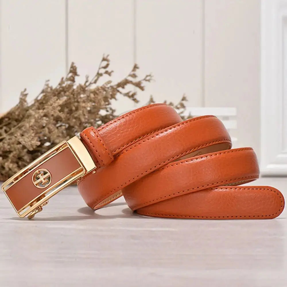 Women's Luxury Genuine Leather Belt — Automatic Buckle Waistband (105 cm) TrenLux Wear