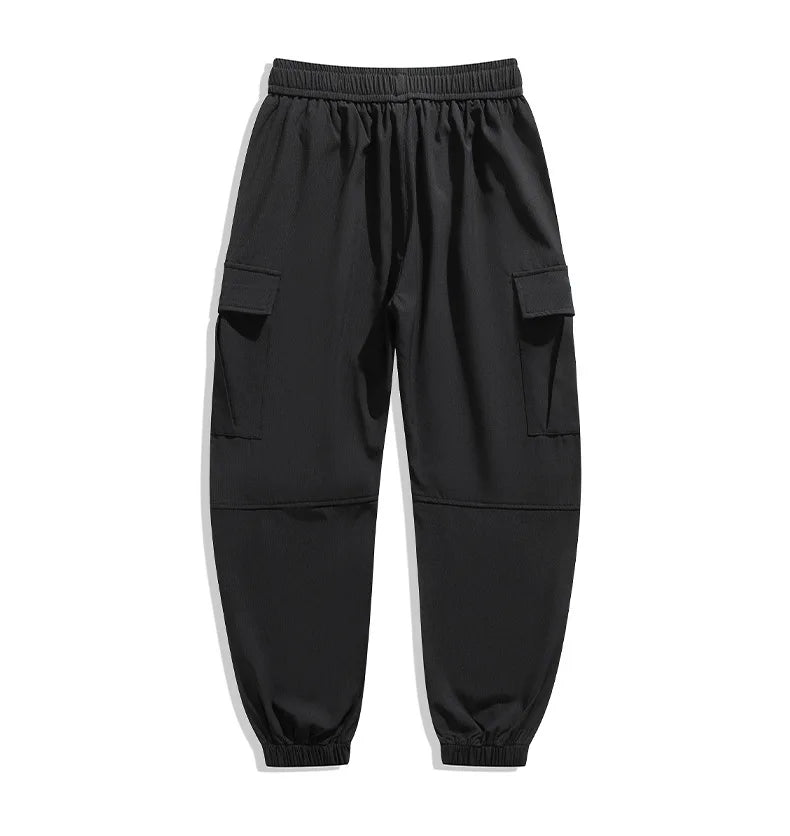Men's wide-leg casual trousers by TrendLux Wear in multi-pocket design, featuring a loose fit and available in six colors.