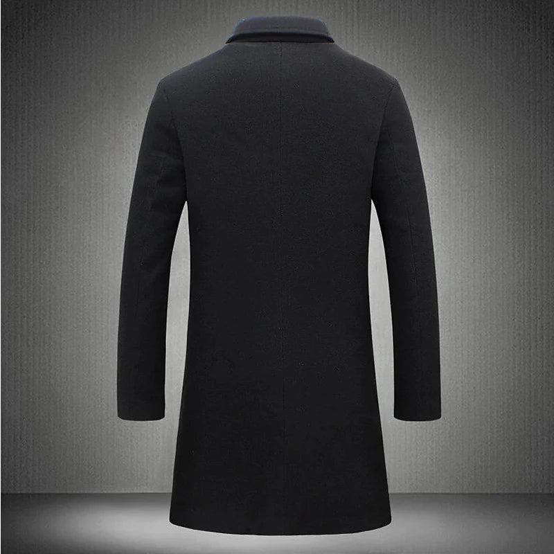 Men's Luxury Mid-Long Wool Trench Coat – Warm Business Overcoat