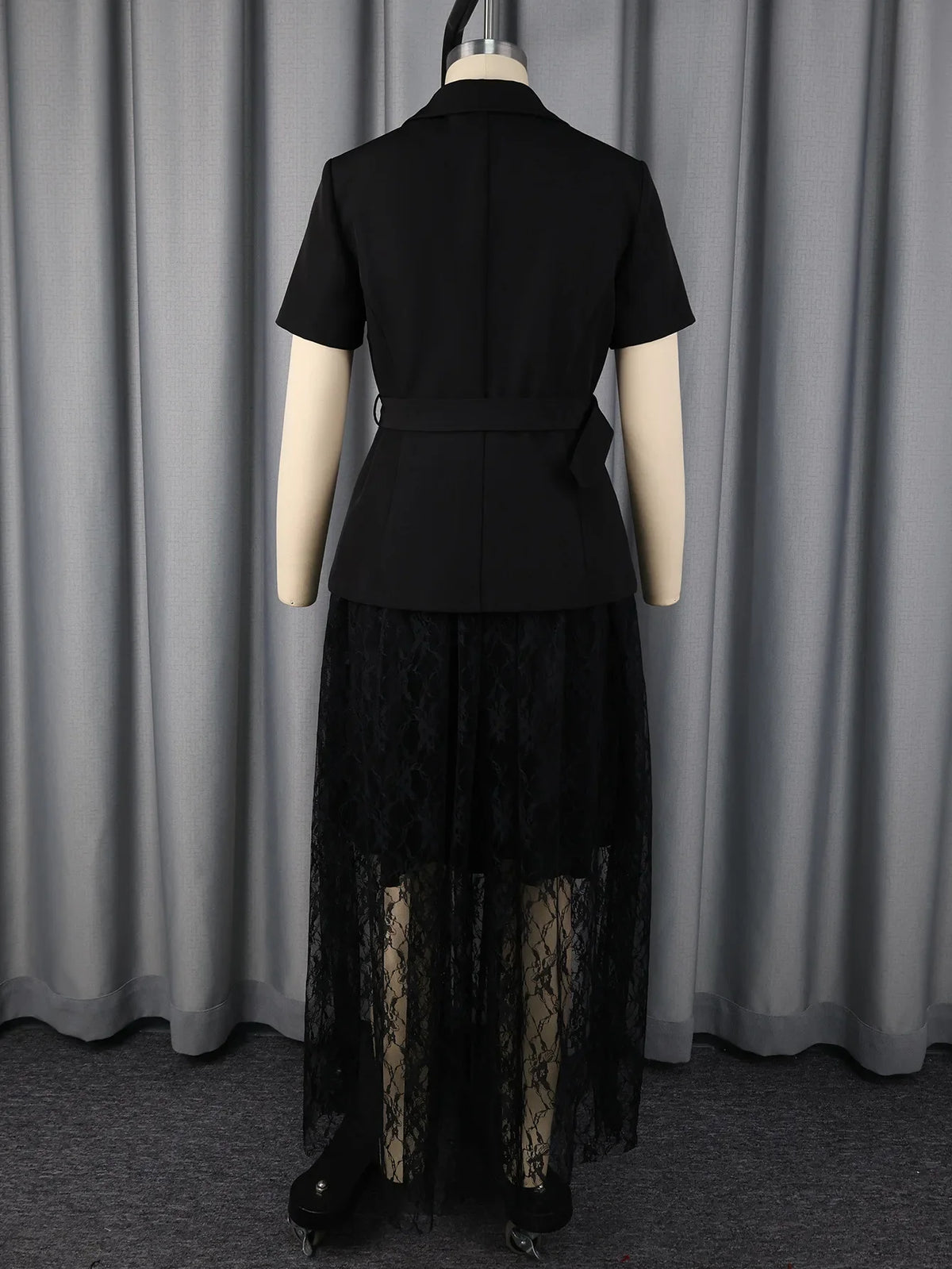 Women's Black African Lace Hem A-Line Dress | Church & Wedding Guest - TrendLux Wear