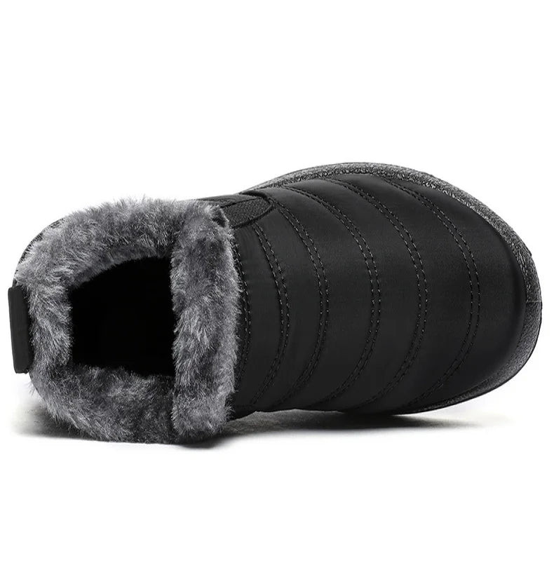 Men's Slip-On Fur Snow Ankle Boots – Warm Winter Plush Footwear