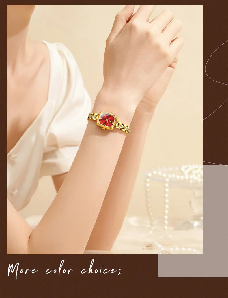 TrendLux OLEVS Women's Luxury Square Bracelet Luminous Waterproof Quartz Dress Watch
