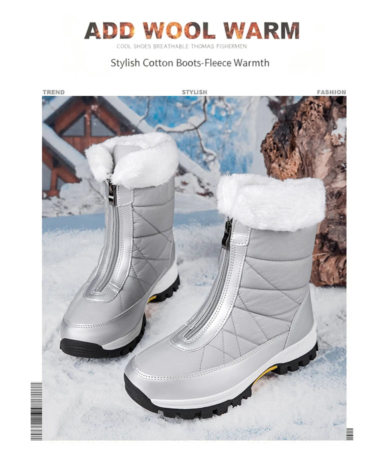 Women’s Fleece-Lined Winter Snow Boots – Non-Slip Warm High-Top Walking Boots