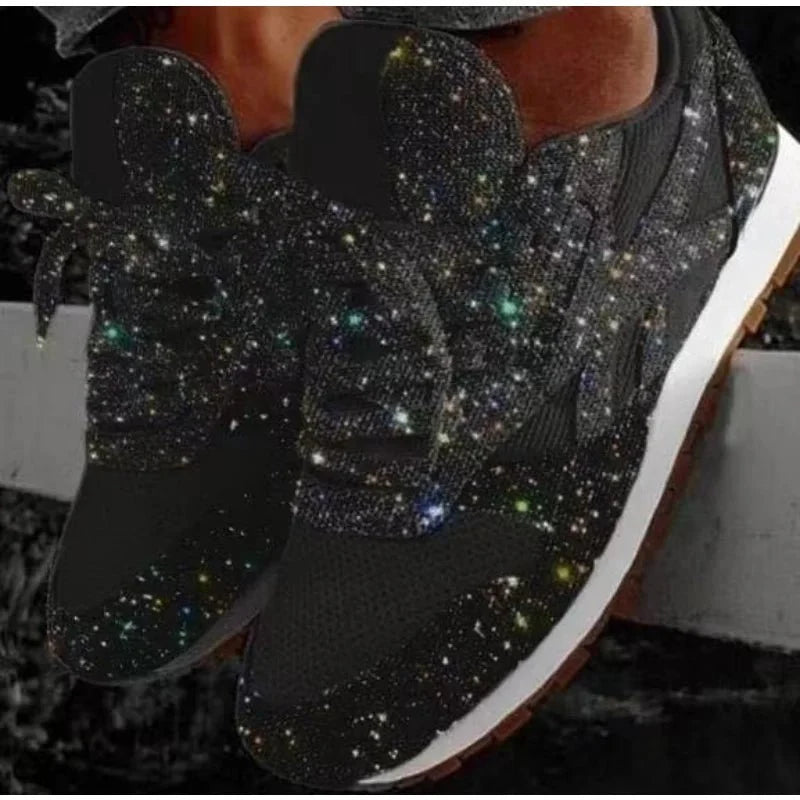 Women's Glitter Platform Chunky Sneakers | Height-Increasing Sparkling Running Shoes | Spring 2026 - TrendLux Wear