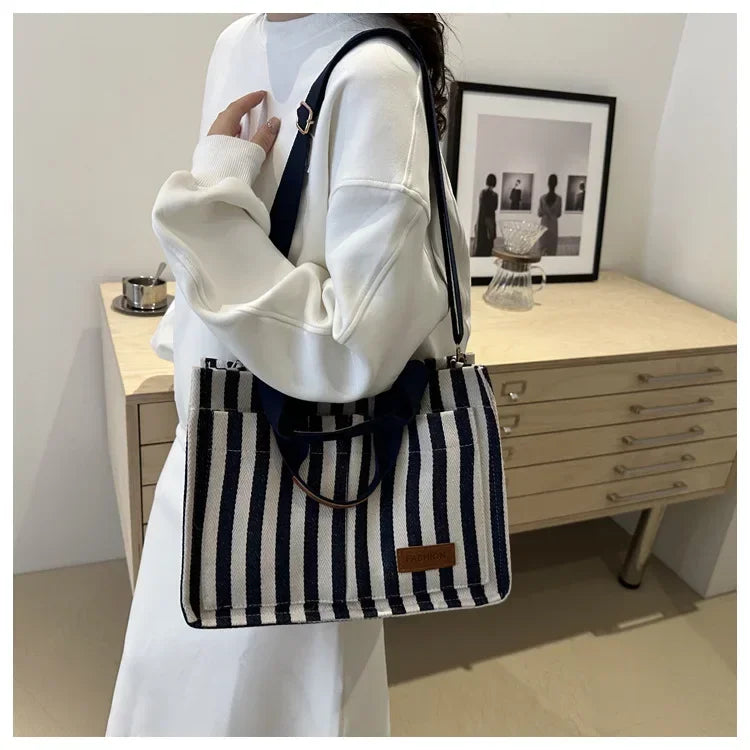 TrenLux Wear Women's Large Capacity Striped Shoulder Bag TrenLux Wear