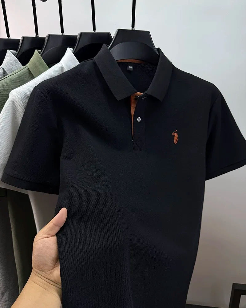 Men's Smart-Casual Embroidered Cotton Polo