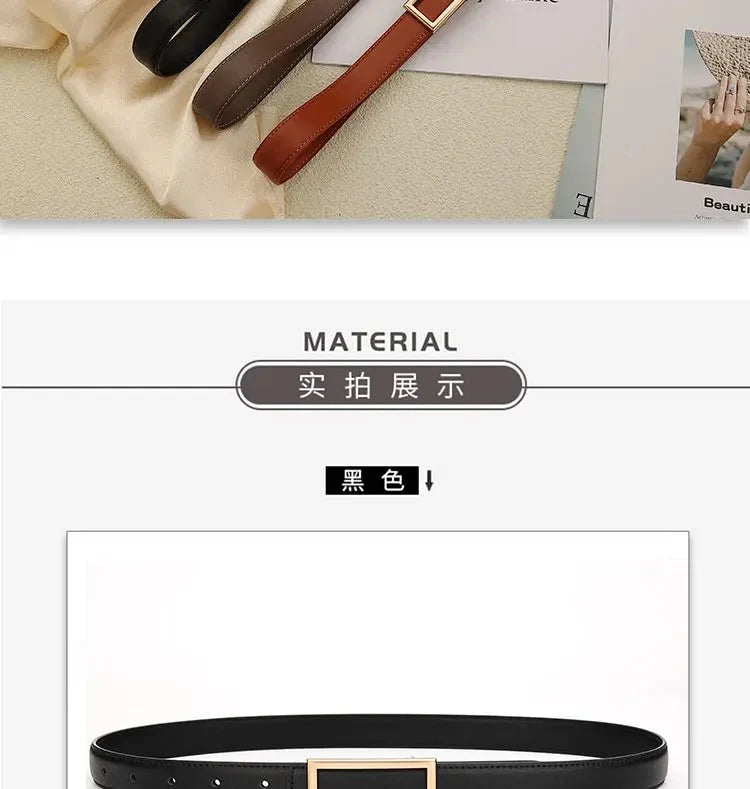 Women's genuine leather belt with metal buckle from TrendLux Wear, featuring a strap suitable for jeans and dresses.