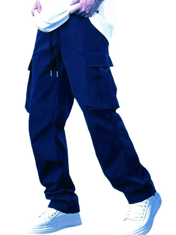 Men's loose straight cargo pants by TrendLux Wear with multiple pockets, ideal for workwear, shown in a neutral color.