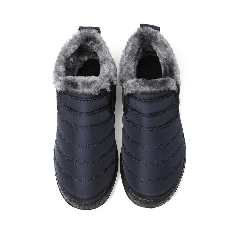 Men's Slip-On Fur Snow Ankle Boots – Warm Winter Plush Footwear