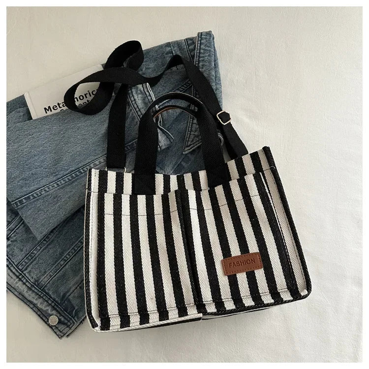 TrenLux Wear Women's Large Capacity Striped Shoulder Bag TrenLux Wear
