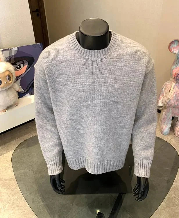 Men's cashmere-blend round neck pullover sweater by TrendLux Wear in five colors, perfect for autumn and winter wear.