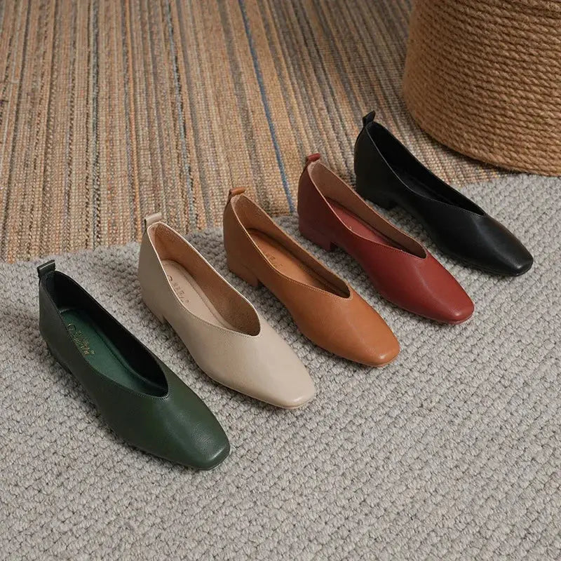 TrenLux Wear Women's Round-Toe Leather Loafer Flats — Versatile Slip-On Casual Shoes TrenLux Wear