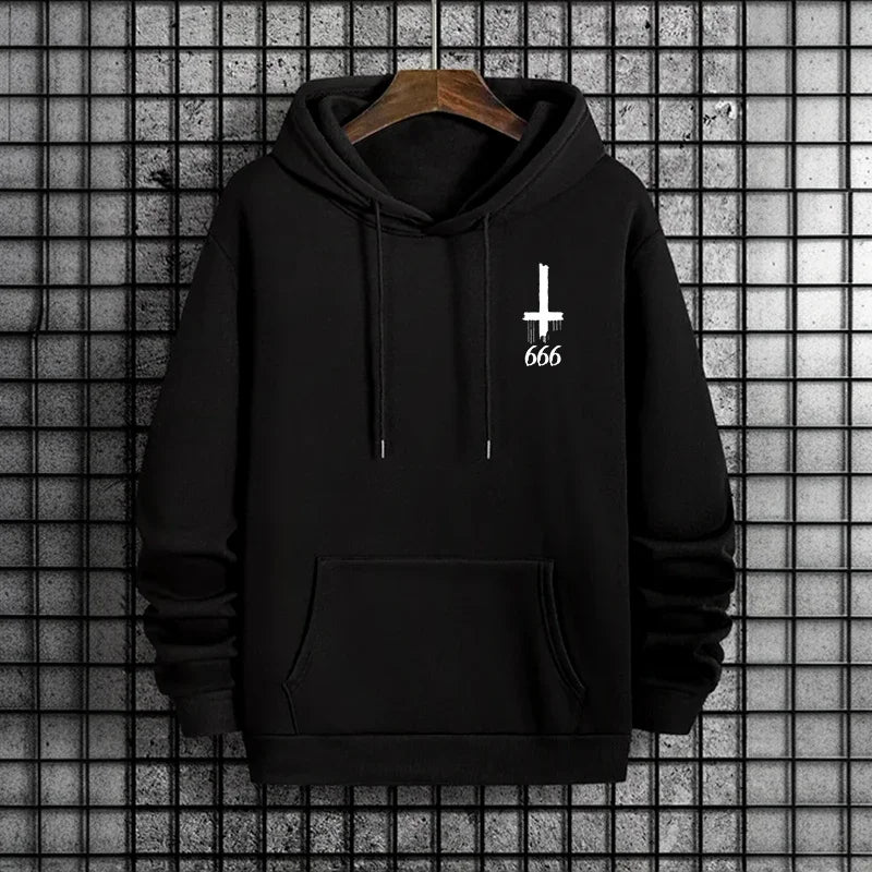 Men's TrendLux Wear hoodie, warm casual streetwear pullover sweatshirt for autumn and winter, available in multiple sizes.