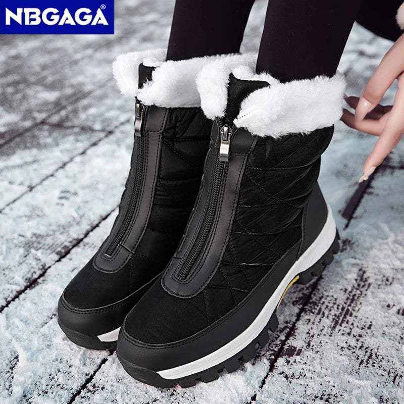 Women’s Fleece-Lined Winter Snow Boots – Non-Slip Warm High-Top Walking Boots
