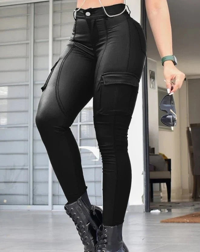 Women's high waist skinny pencil pants by TrendLux Wear, slim fit ankle trousers showcasing a sleek, fitted design.