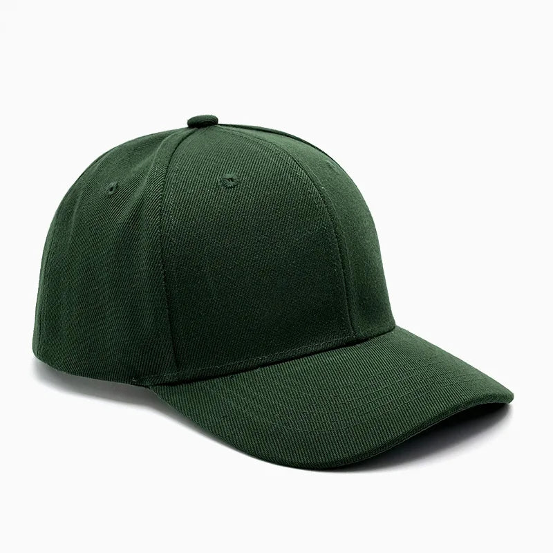 Unisex breathable sun-protective baseball cap with adjustable fit, hard brim, available in 22 colors by TrendLux Wear.