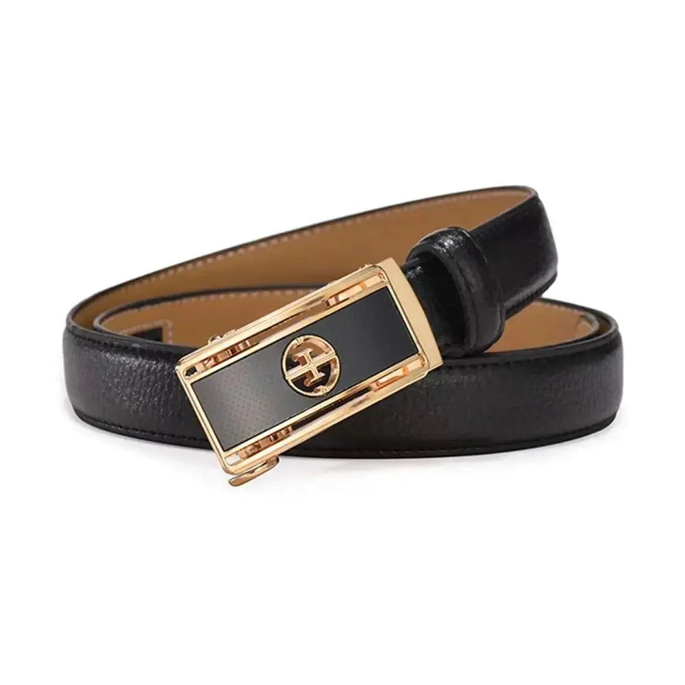 Women's genuine leather belt by TrendLux Wear featuring a sleek, classic design with a silver buckle for versatile style.