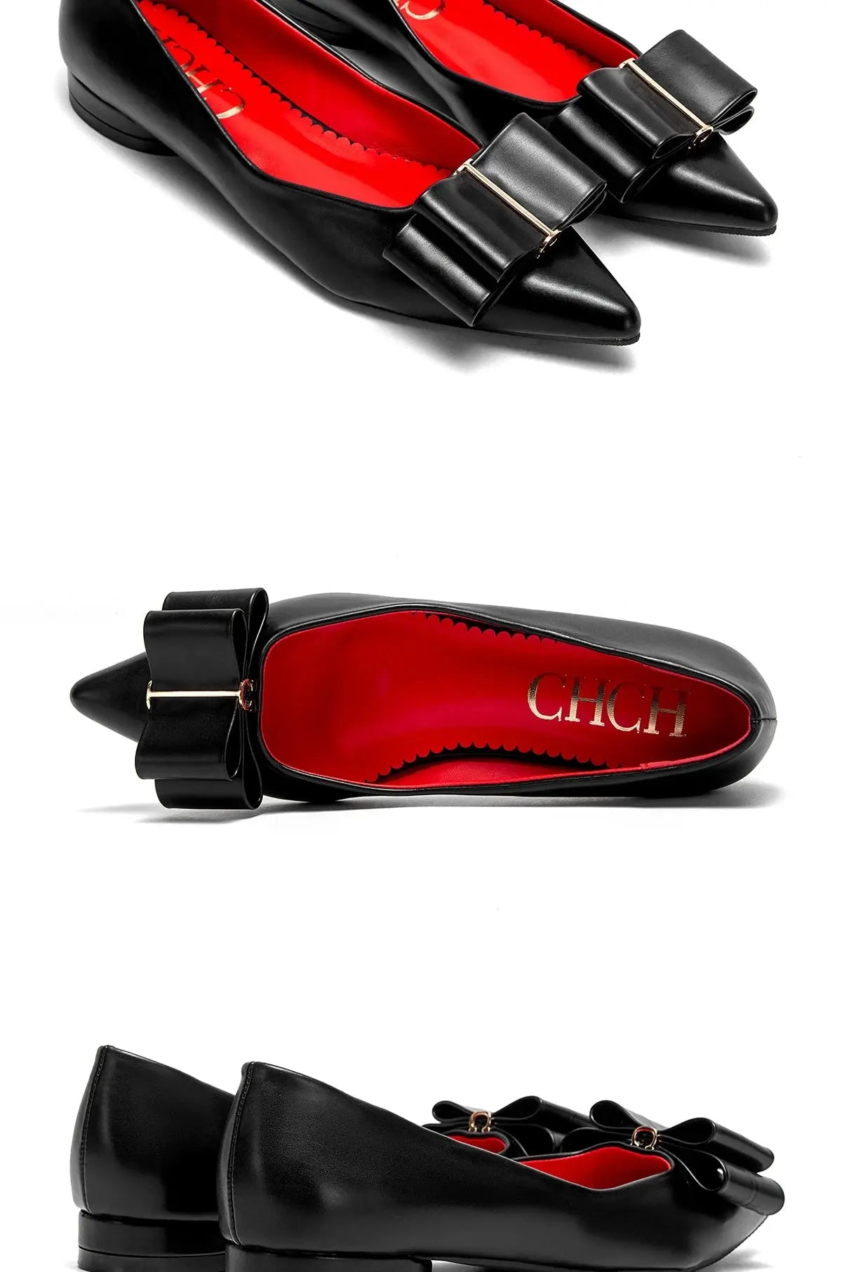 Women's pointed-toe bow flat shoes by TrendLux Wear, stylish and comfortable footwear with elegant bow detail.