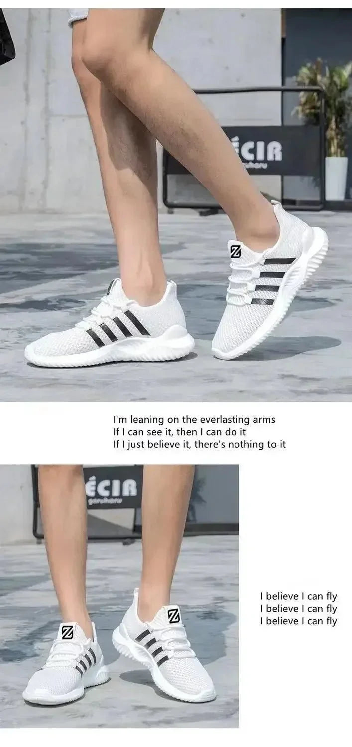 Men's breathable air mesh tennis shoes by TrendLux Wear, lightweight outdoor trainers with mesh upper and cushioned sole.