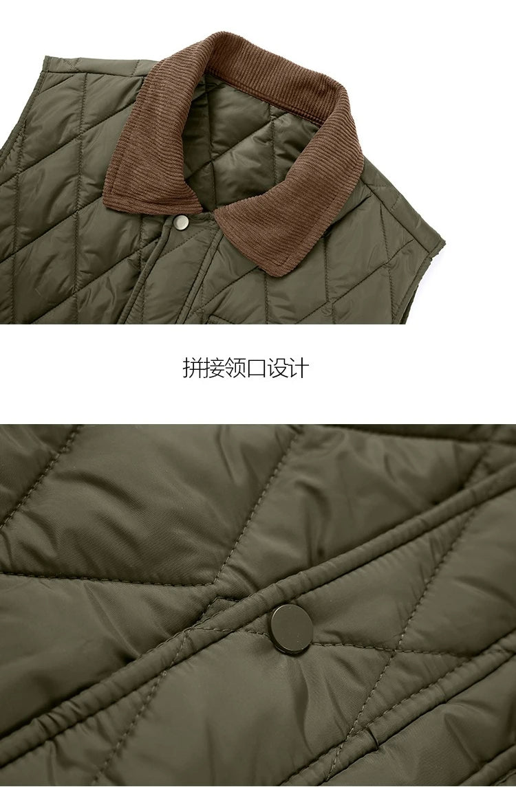 Men's Winter Sleeveless Padded Vest Jacket – Warm Stand Collar Waistcoat