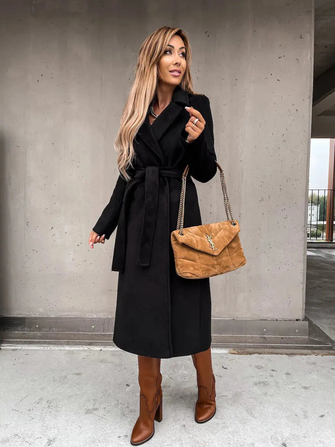 TrenLux Wear Women's Solid Woolen Lapel Coat — Long Sleeve Loose Fit Autumn Winter Coat TrenLux Wear