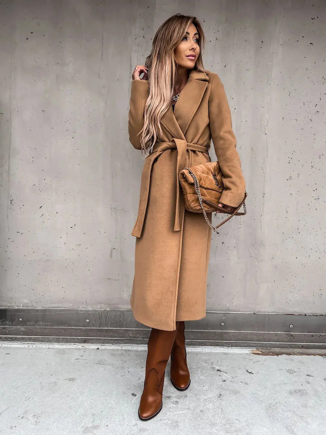 TrenLux Wear Women's Solid Woolen Lapel Coat — Long Sleeve Loose Fit Autumn Winter Coat TrenLux Wear