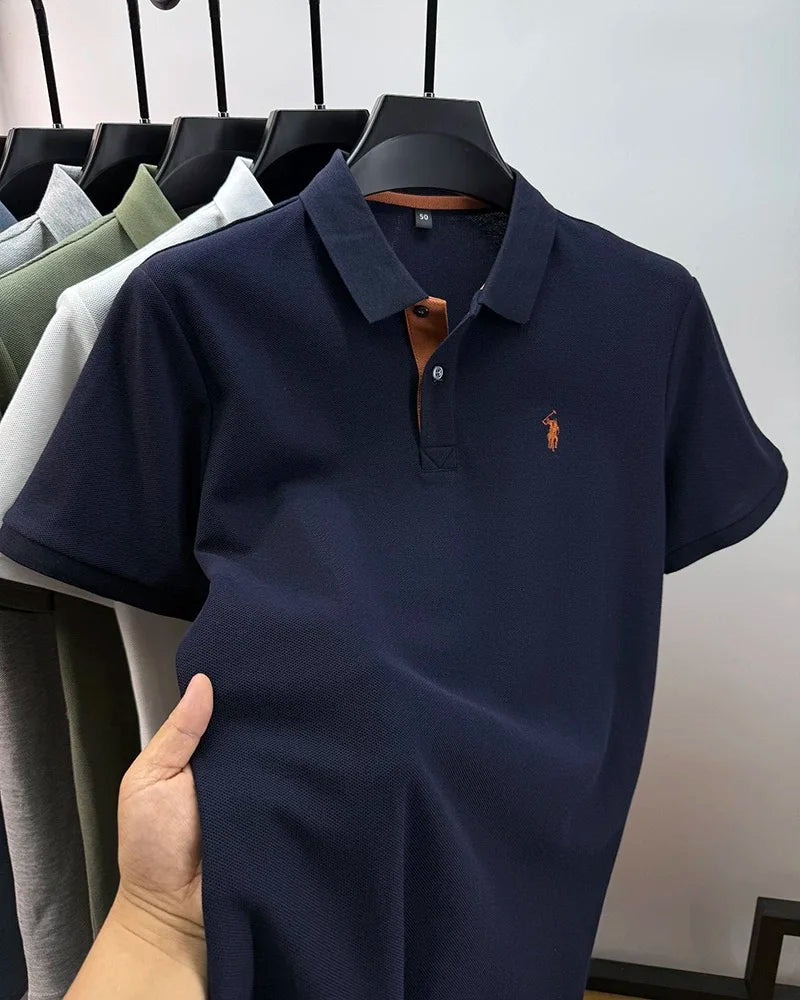 Men's Smart-Casual Embroidered Cotton Polo