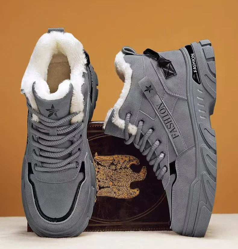 Men's Classic Retro Winter Snow Boots – Warm Plush Lace-Up Outdoor Shoes
