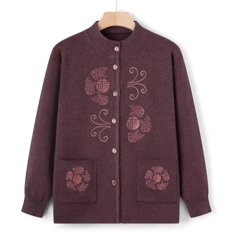 TrenLux Wear Women's Vintage Printed Knit Cardigan Coat — Wool Blend Outerwear, Sizes M–3XL TrenLux Wear